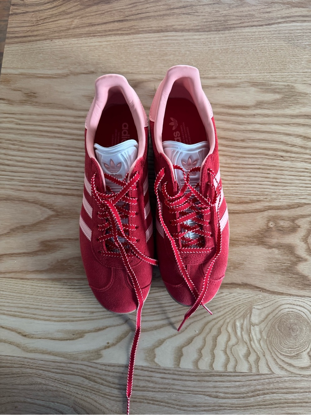 adidas Gazelle Sneakers in Red and Pink with Gum Sole - Picture 5 of 6